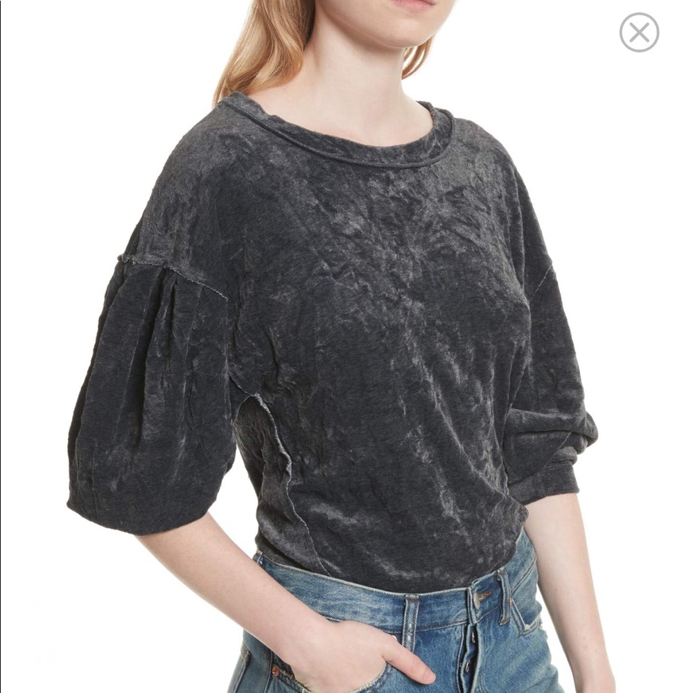 Free People Gray Velvet Top Sonal left - Picture 4 of 4